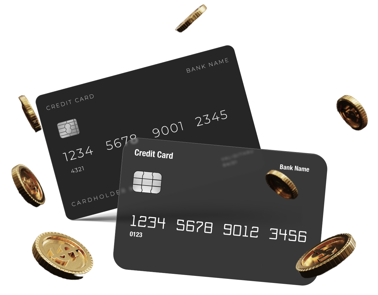 credit-card and coins